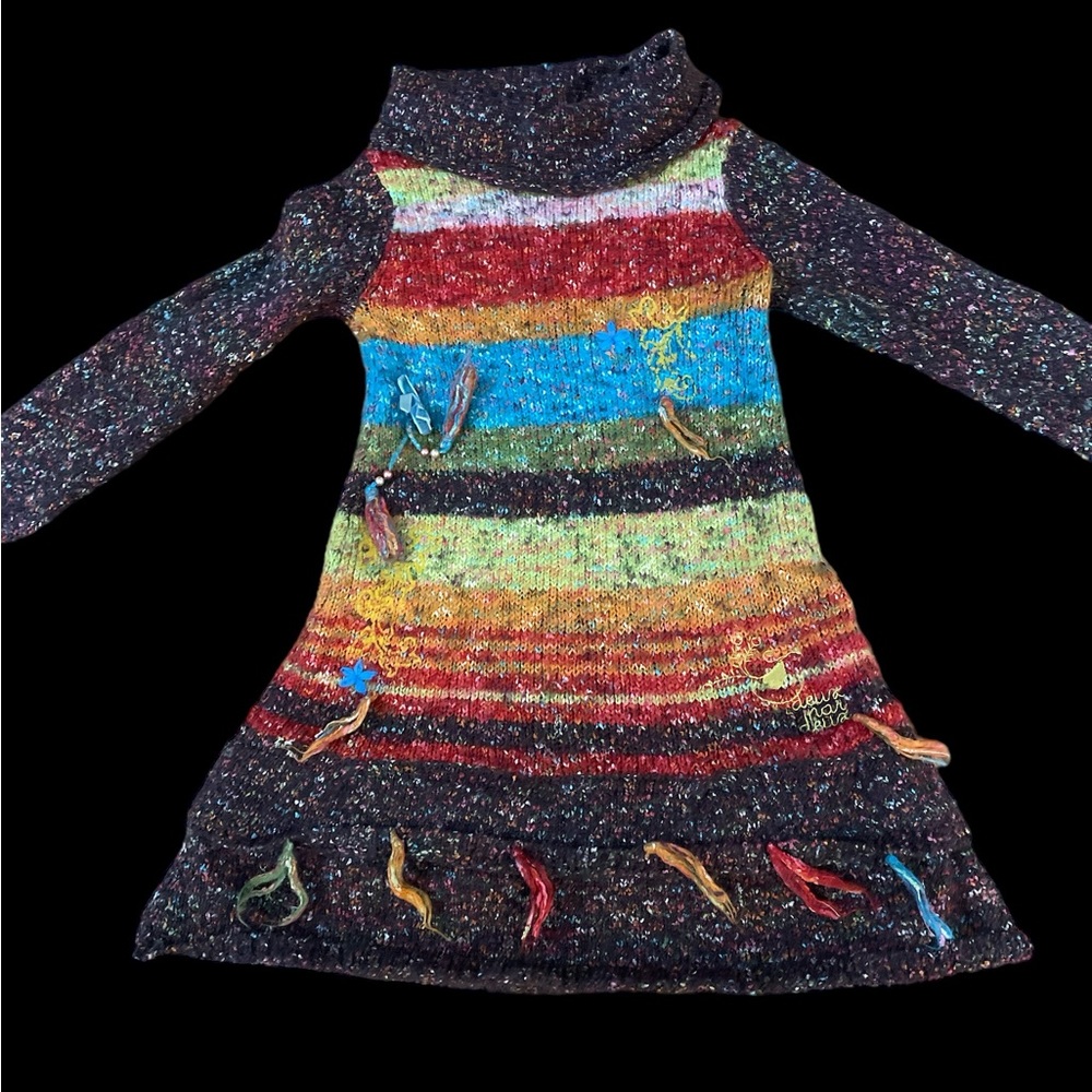 Deux par Deux girls boutique sweater dress sz 5 cozy warm & cute unique